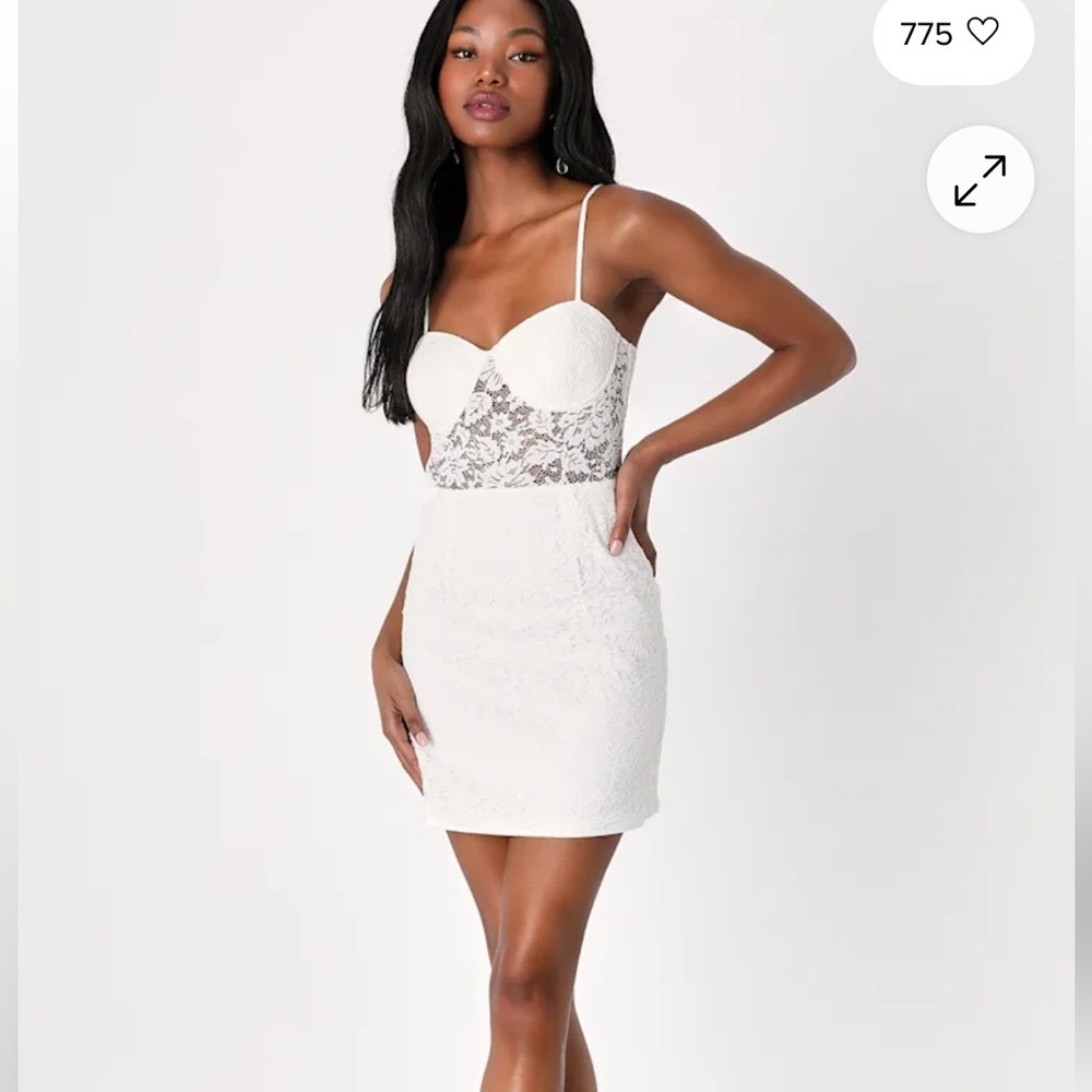 Lulus Night of Celebration White Lace Bustier Mini Dress
